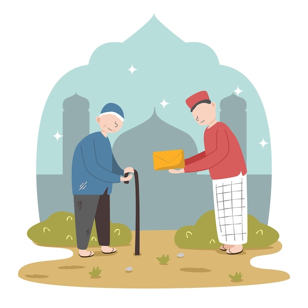 Muslim giving donation illustration