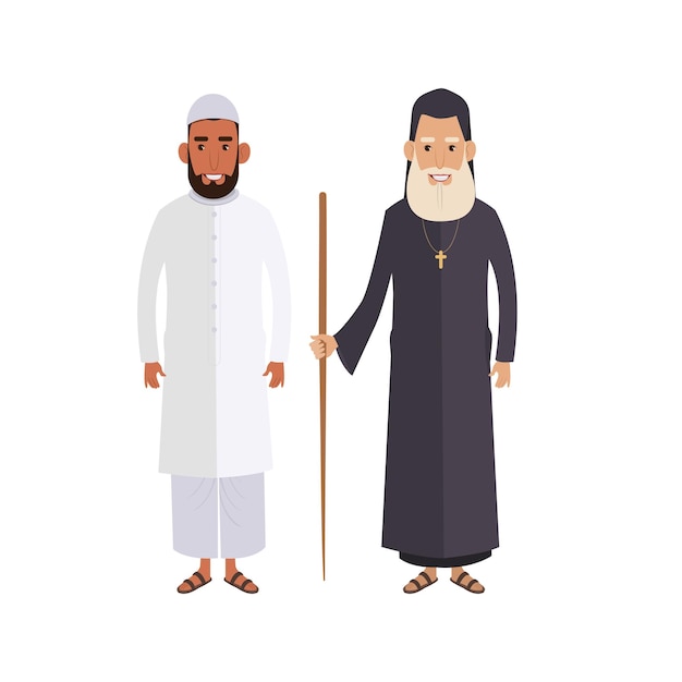 Vector muslim hafiz with church father traditional clothes