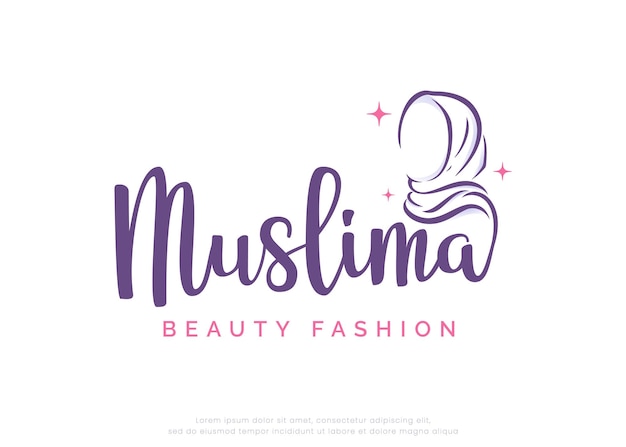 Vettore design del logo di moda hijab musulmano