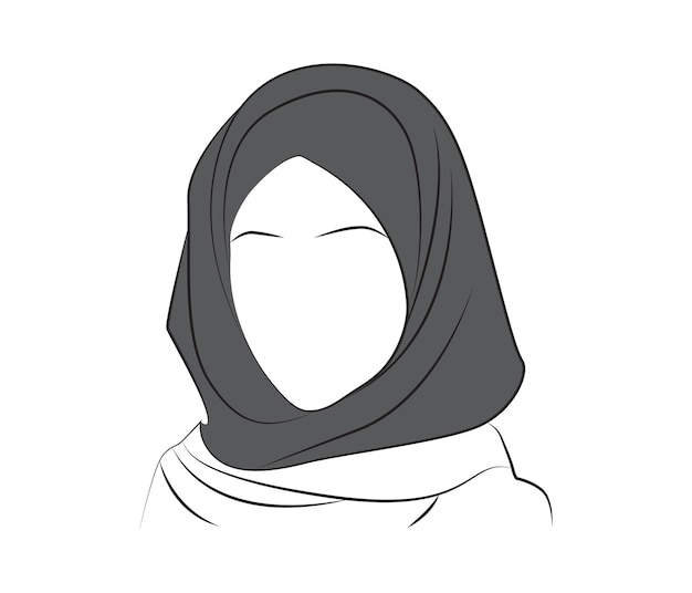 Muslim hijab girl silhouette vector illustration