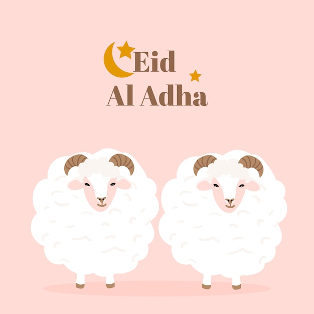 Muslim holiday Eid al-Adha. the sacrifice a ram sheep.design for greeting card etc.