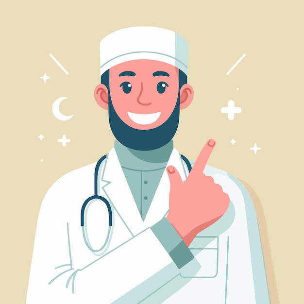 Vector a muslim is cheerful with a simple flat design style