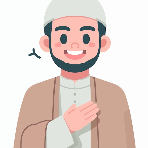 Vector a muslim is cheerful with a simple flat design style