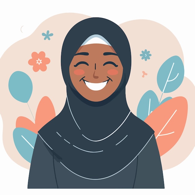 Vector a muslim is cheerful with a simple flat design style