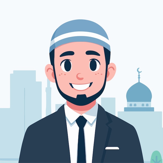 Vector a muslim is cheerful with a simple flat design style