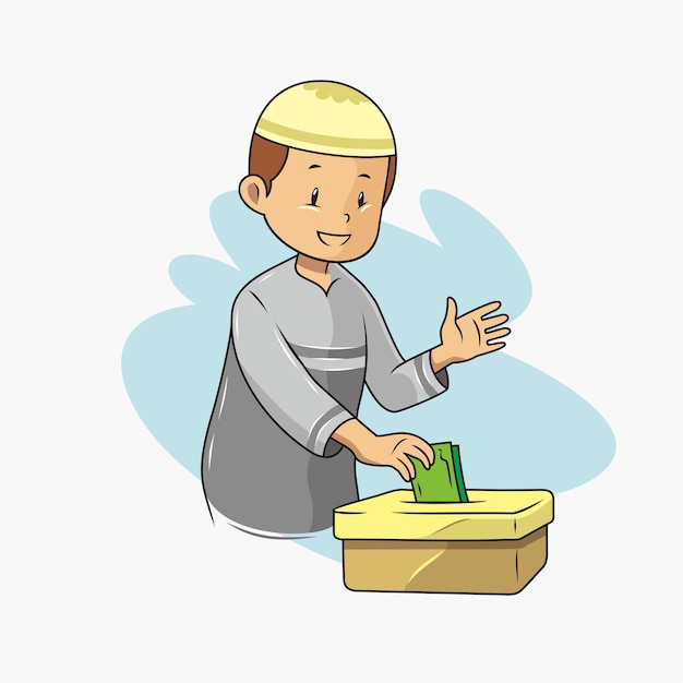 イスラム教徒がチャリティーのイラストを与えています