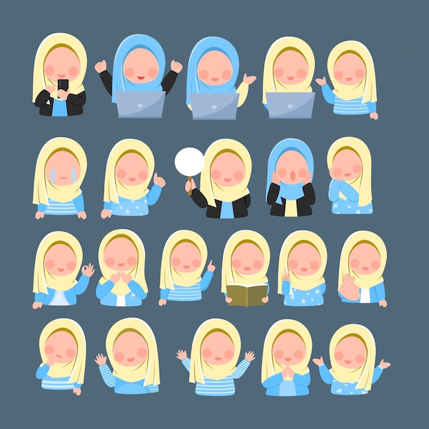 Vector muslim kid expression