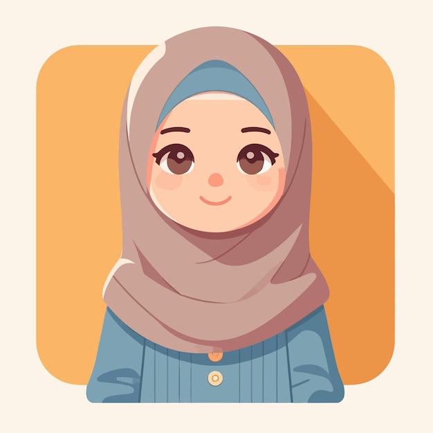 a muslim kid with flat design style