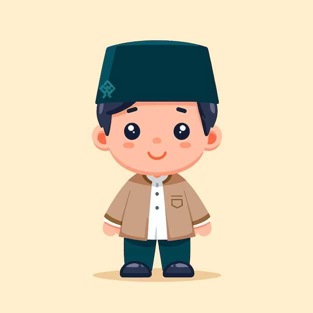 A muslim kid with flat design style