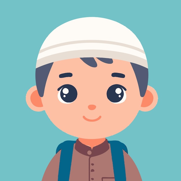 A muslim kid with flat design style