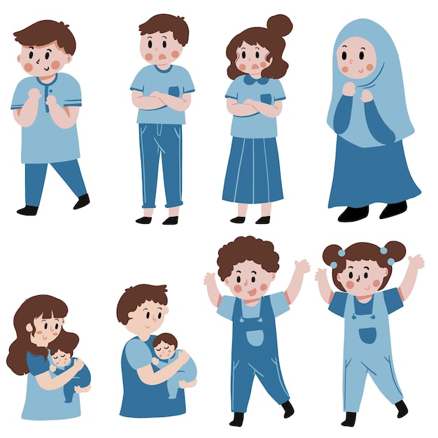Muslim Kids Activity Vector Illustration