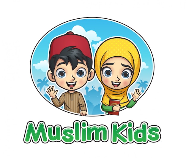 Vector muslim kids illustration