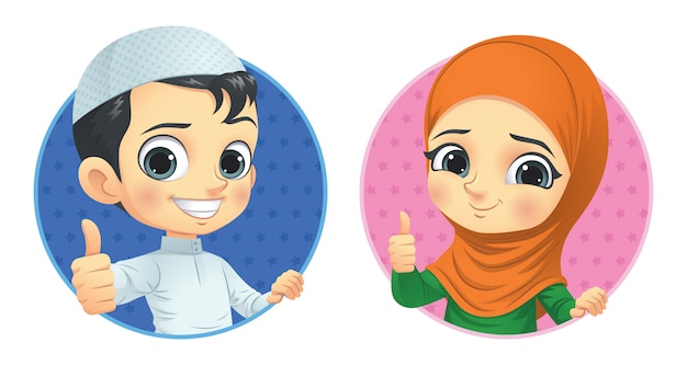 Muslim Kids Show Thumb Up