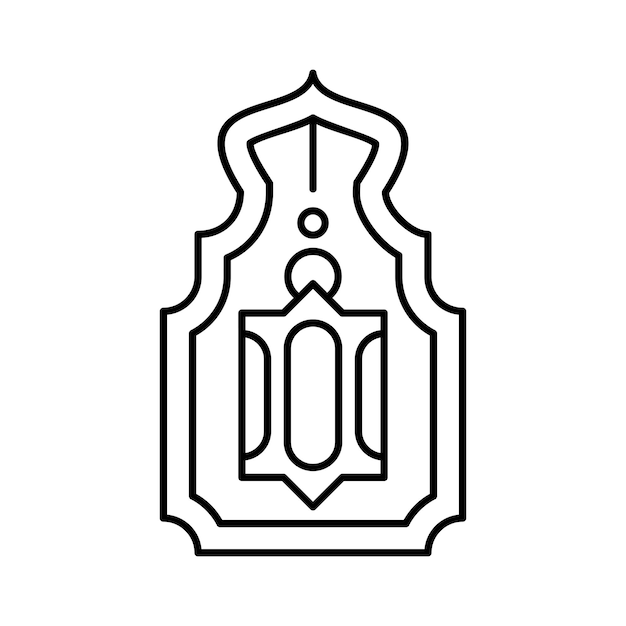 Мусульманский фонарь с исламским контуром значок кнопки векторная иллюстрация