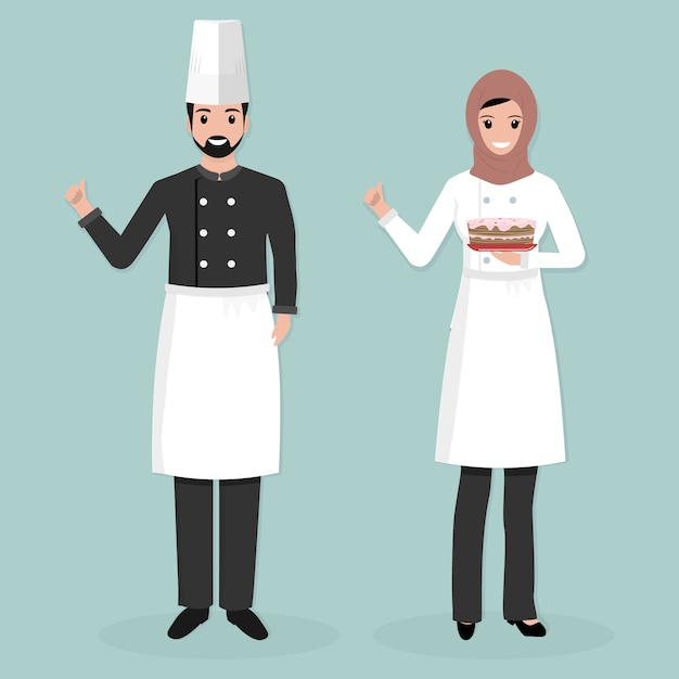 Мусульманский мужчина и женщина повар
