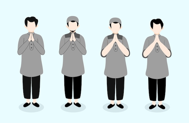 Muslim man character for eid al fitr greeting illustration