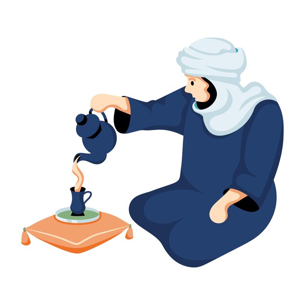 Vector muslim man character in flat style