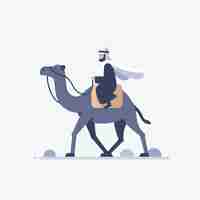 Vector muslim man is riding a camel vibes ramadan concept
