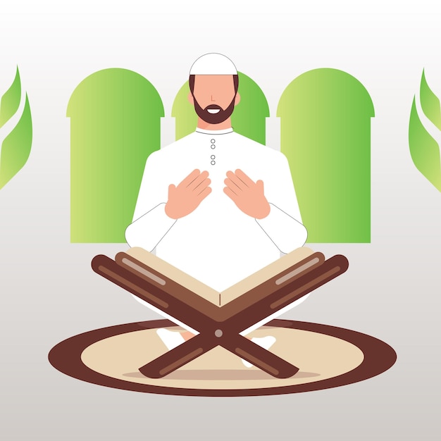 Muslim man reading the Quran Muslim man sitting Arab Muslim man Holy Quran reading the Quran