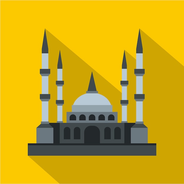 Muslim mosque icon Flat illustration of muslim mosque vector icon for web isolated on yellow background