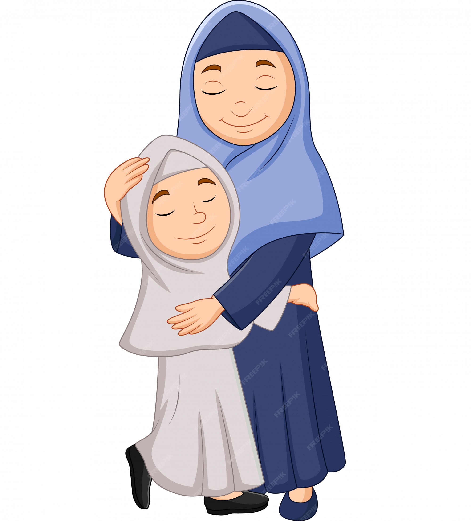 Premium Vector Muslim Mother And Daughter Hugging 