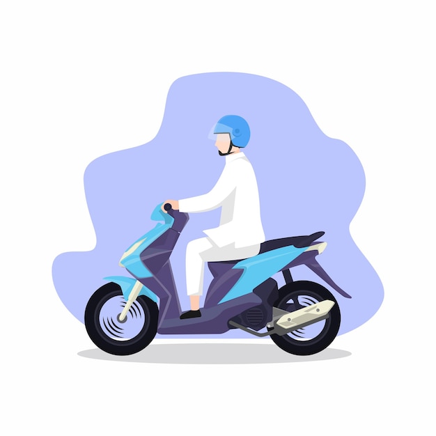 muslim motorbike rider vector illustration