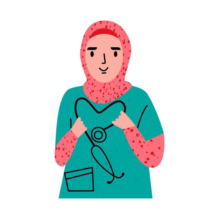 Vector muslim nurse in hijab vector illustration isolated on white background