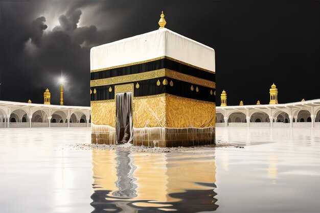 Vector muslim people praying at kaaba in makkah translation praise be to allah who created the heavens a