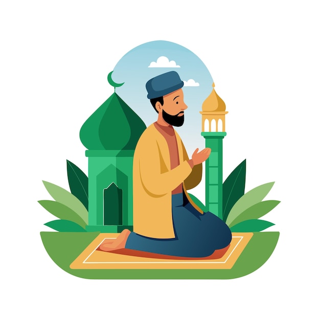 muslim prayer islamic vector illustration