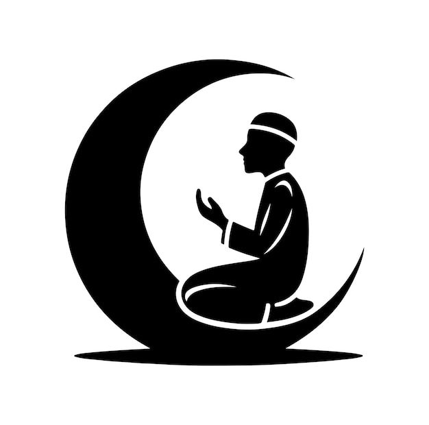 Muslim praying silhouette praying symbol vector illustration
