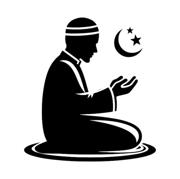 Muslim praying silhouette praying symbol vector illustration