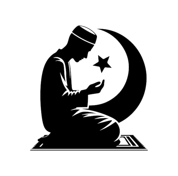 Muslim praying silhouette praying symbol vector illustration