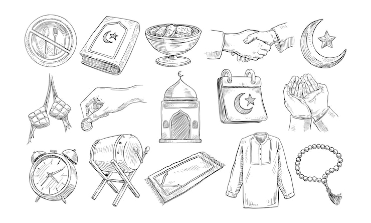 Vector muslim ramadan handdrawn collection