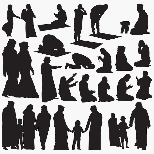 Vector muslim silhouettes