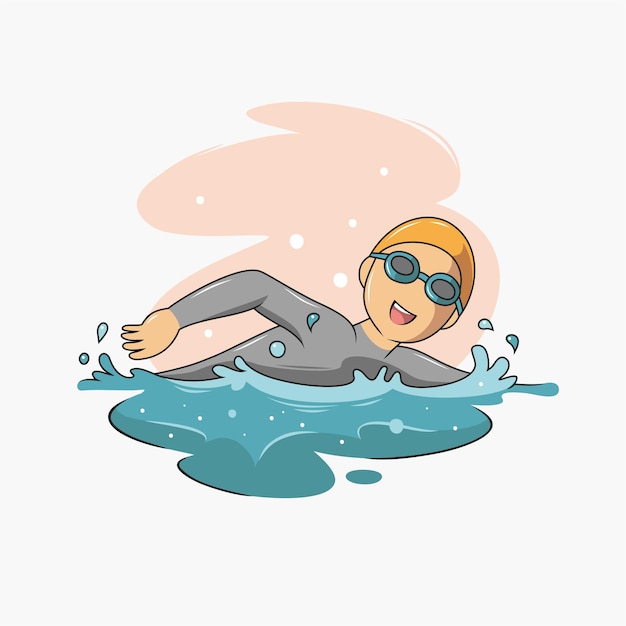 Vector of a muslim swimming illustration