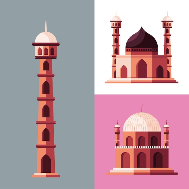 Muslim tower and mosques