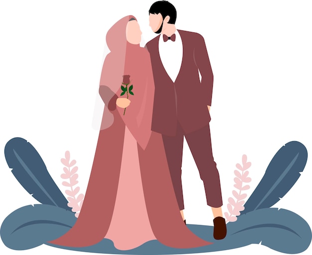 イスラム教徒の結婚式のカップルのイラスト