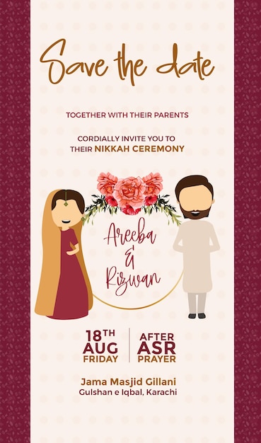 Muslim Wedding Invitation Illustration