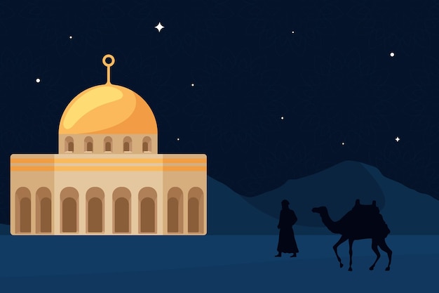 모스크에서 낙타와 무슬림