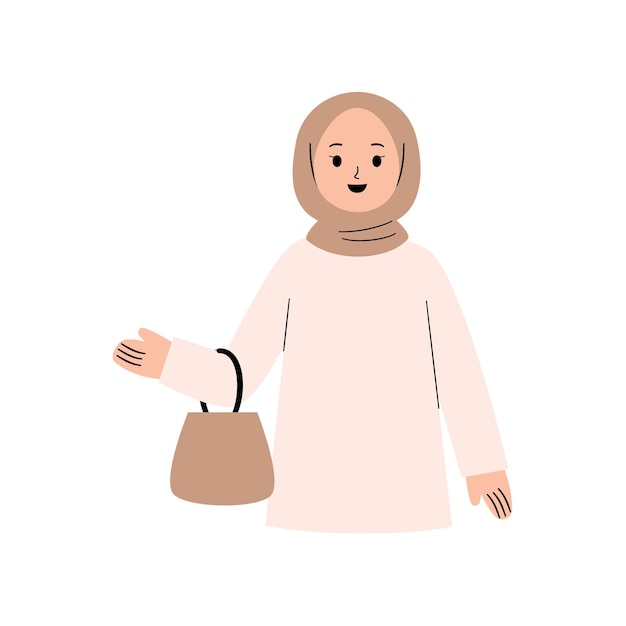 Muslim woman carrying bag