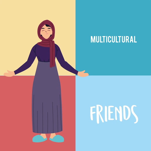 Disegno del fumetto di donna musulmana