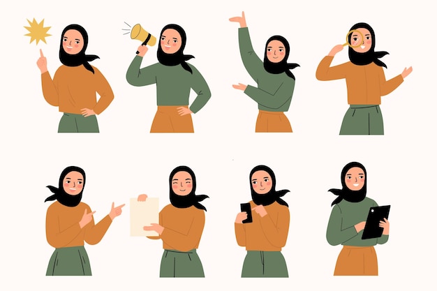 이슬람 여자 컬렉션 만화 캐릭터