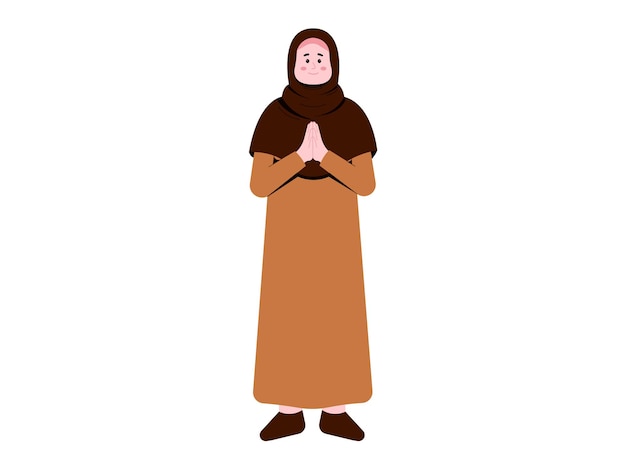 Muslim Woman Greeting Illustration