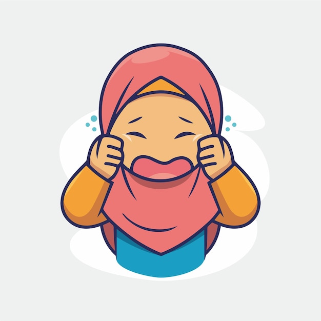 Muslim woman in hijab crying