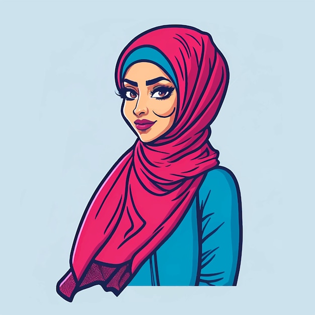 Muslim woman in hijab Portrait of a young arab girl in traditional hijab dress Vector