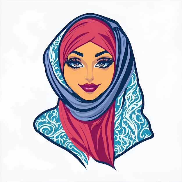 Muslim woman in hijab Portrait of a young arab girl in traditional hijab dress Vector