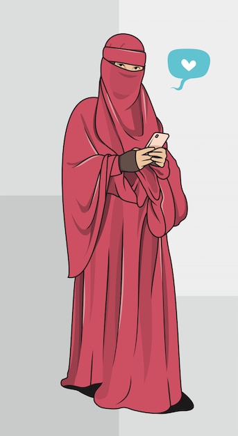 Muslim woman in hijab with vector illustration