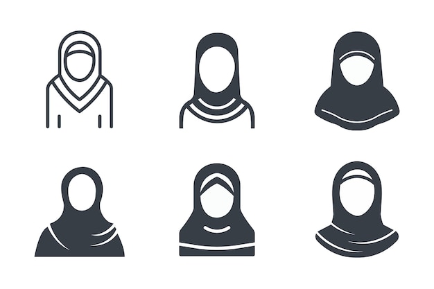 Muslim woman hijab woman icon set collection