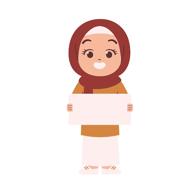 Muslim woman holding banner
