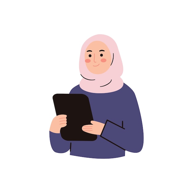 Muslim Woman holding tablet